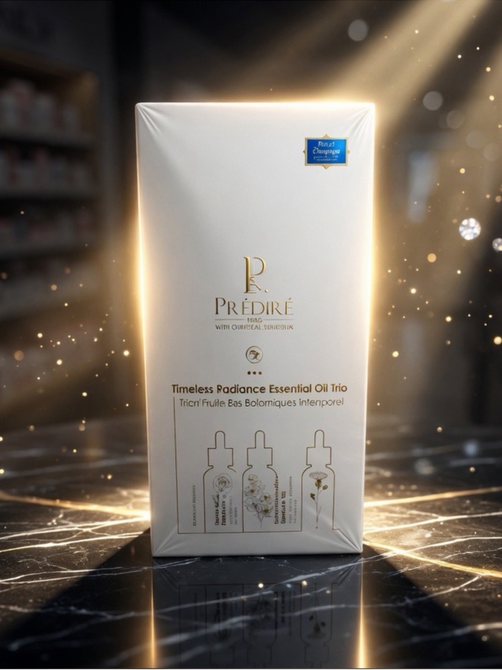 Prédiré Timeless Radiance Essential Oil Trio - White & Gold Packaging